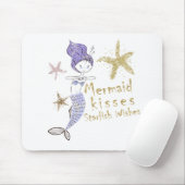Lila Gold Glitzer Mermaid wünscht Starfish Kisses Mousepad (Mit Mouse)