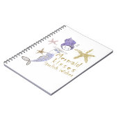 Lila Gold Glitzer Mermaid wünscht Starfish Kisses Notizblock (Linke Seite)
