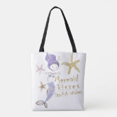 Lila Gold Glitzer Mermaid wünscht Starfish Kisses Tasche (Rückseite)