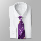 Lila Gold Glitzer Neck Tie mit Individuelle Name Krawatte (Gebunden)