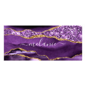 Lila Gold Glitzer Rack Card mit Individuelle Name Werbekarte (Hinten)