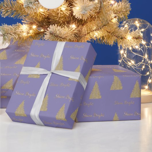 Lila Gold Glitzer Shine Christmas Trees Geschenkpapier (Feiertage)