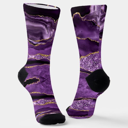 Lila Gold Glitzer Socken (Gewinkelt)