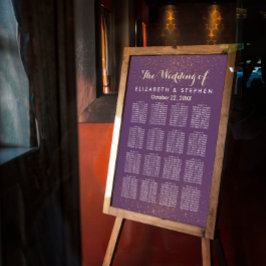 Lila Gold Glitzer Sparkle Hochzeitsdiagramm Poster