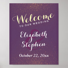 Lila Gold & Glitzer Sparkle Wedding Sign Poster