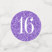 Lila Gold Glitzer Sweet 16 Name und Foto Konfetti (Klein Vorderseite)