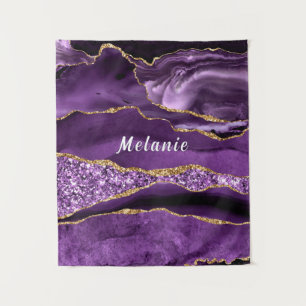 Lila Gold-Glitzer-Tapest mit Individuelle Name Wandteppich