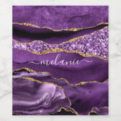 Lila Gold Glitzer Wein Flasche Etikett Individuell (Einzelnes Label)