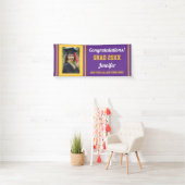 Lila Gold Glückwunsch Grad Custom Foto Abschluss Banner (Insitu)
