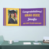 Lila Gold Glückwunsch Grad Custom Foto Abschluss Banner (Messe)
