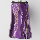 Lila Gold Golf Head Cover mit Individuelle Name Golf Headcover (Rotieren 90)