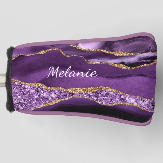 Lila Gold Golf Head Cover mit Individuelle Name Headcover (Vorderseite)