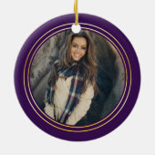 Lila Gold Graduate Cap Abschluss 2023 Foto Keramik Ornament (Hinten)