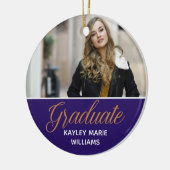 Lila Gold Graduate Foto Abschluss Weihnachten Keramik Ornament (Links)