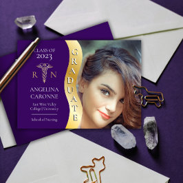 Lila Gold Graduate Wave Caduceus RN Nursing Grad Ankündigung