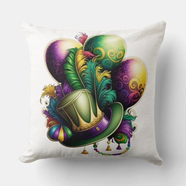 LILA GOLD GREEN MARDI GRAS HAT BALLOONS KISSEN (Vorderseite)