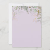 Lila Gold Greenery Wedding Dress Brautparty Einladung (Rückseite)