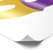 Lila Gold Happy Purim und Maske Poster (Ecke)