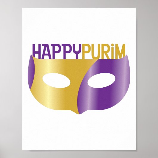Lila Gold Happy Purim und Maske Poster (Vorne)