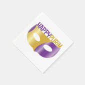 Lila Gold Happy Purim und Maske Serviette (Ecke)