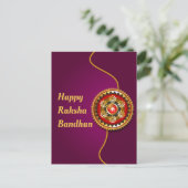 Lila & Gold Happy Raksha Bandhan Postkarte (Stehend Vorderseite)