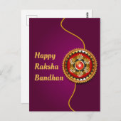 Lila & Gold Happy Raksha Bandhan Postkarte (Vorne/Hinten)