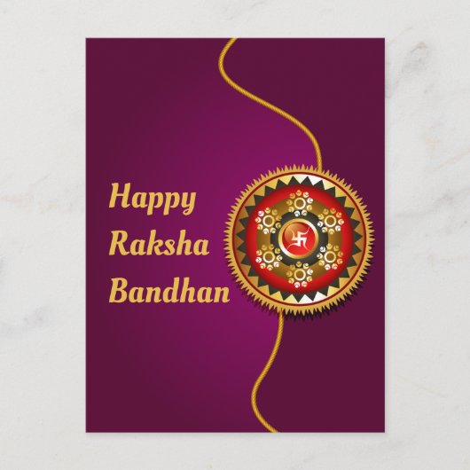Lila & Gold Happy Raksha Bandhan Postkarte (Vorderseite)