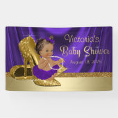 Lila Gold High Heel Shoel Ethnic Girl Baby Shower Banner (Horizontal)