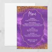 Lila Gold Hochzeit Menükarte (Vorne/Hinten)