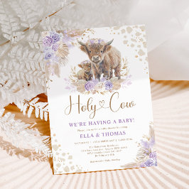 Lila Gold Holy Cow Boho Pampas Girl Babydusche Einladung