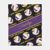 lila Gold I Liebe Volleyball mädchenhaft personali Fleecedecke (Vorderseite)