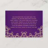 Lila Gold Indian Style Empfang Einschließungskarte Begleitkarte (Rückseite)