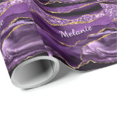 Lila Gold Individuelle Name Wrapper Geschenkpapier (Rolleneckpunkt)