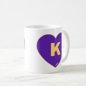 Lila & Gold K-Heart-Tasse Kaffeetasse (VorderseiteRechts)