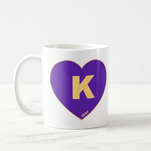 Lila & Gold K-Heart-Tasse Kaffeetasse (Links)