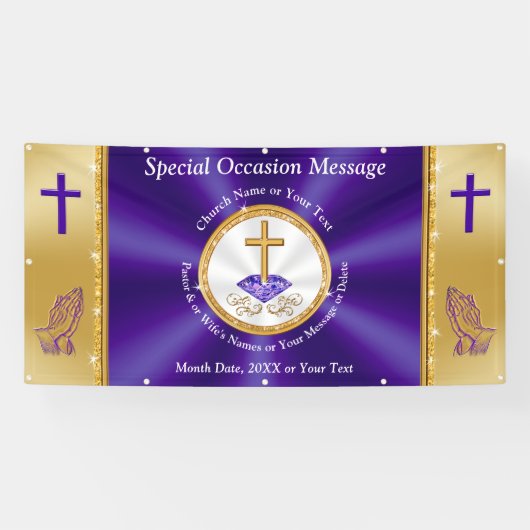 Lila, Gold, Kirchenbanner im Freien, JEDER Anlass Banner (Horizontal)