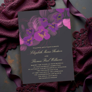 Lila Gold Kühne Orchidee Moody Dark Romance Hochze Einladung