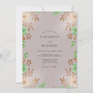 Lila Gold Laub Blätter Hochzeit Einladung