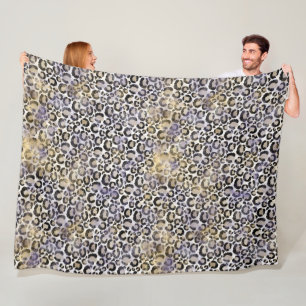 Lila Gold Leopard Print Fleecedecke