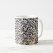 Lila Gold Leopard Print Kaffeetasse (VorderseiteRechts)