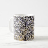 Lila Gold Leopard Print Kaffeetasse (Vorderseite Links)