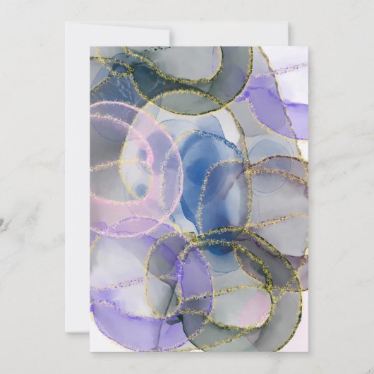 Lila Gold Lights Ethereal Ink Brautparty Einladung (Rückseite)