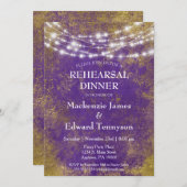 Lila Gold Lights Probe Dinner Einladung (Vorne/Hinten)