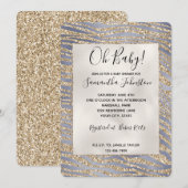 Lila Gold Luxe Glitzer Zebra Print Einladung (Vorne/Hinten)