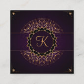 Lila Gold Mandala Elegant Yoga Instructor Quadratische Visitenkarte (Vorderseite)