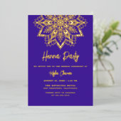 Lila Gold Mandala Henna Party Mehndi Real Gold Folieneinladung (Stehend vorne)