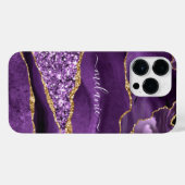 Lila Gold Marble iPhone Case mit Individuelle Name iPhone Hülle (Rückseite (Horizontal))
