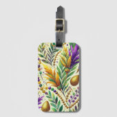 LILA GOLD MARDI GRAS BEADS & FEATHERS GEPÄCKANHÄNGER (Vorderseite Vertikal)