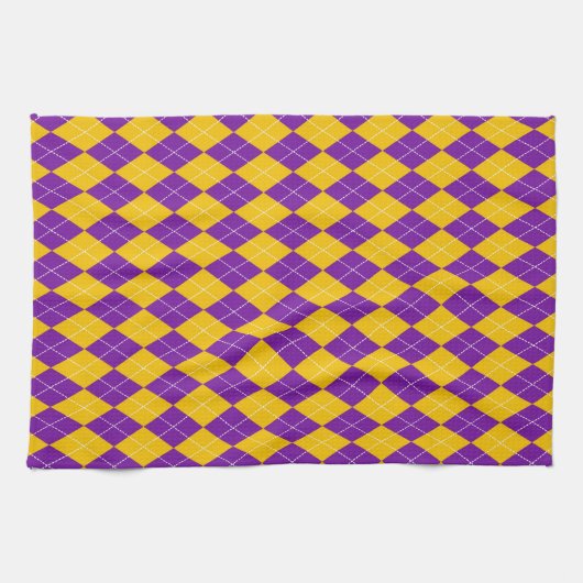 LILA GOLD MARDI GRAS DIAMOND PATTERN GESCHIRRTUCH (Horizontal)