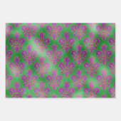 LILA GOLD MARDI GRAS MASKS FEATHERS GESCHENKPAPIER SET (Vorderseite 2)